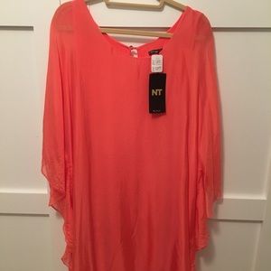 Silk Italian Peach dress coral- great for travel.